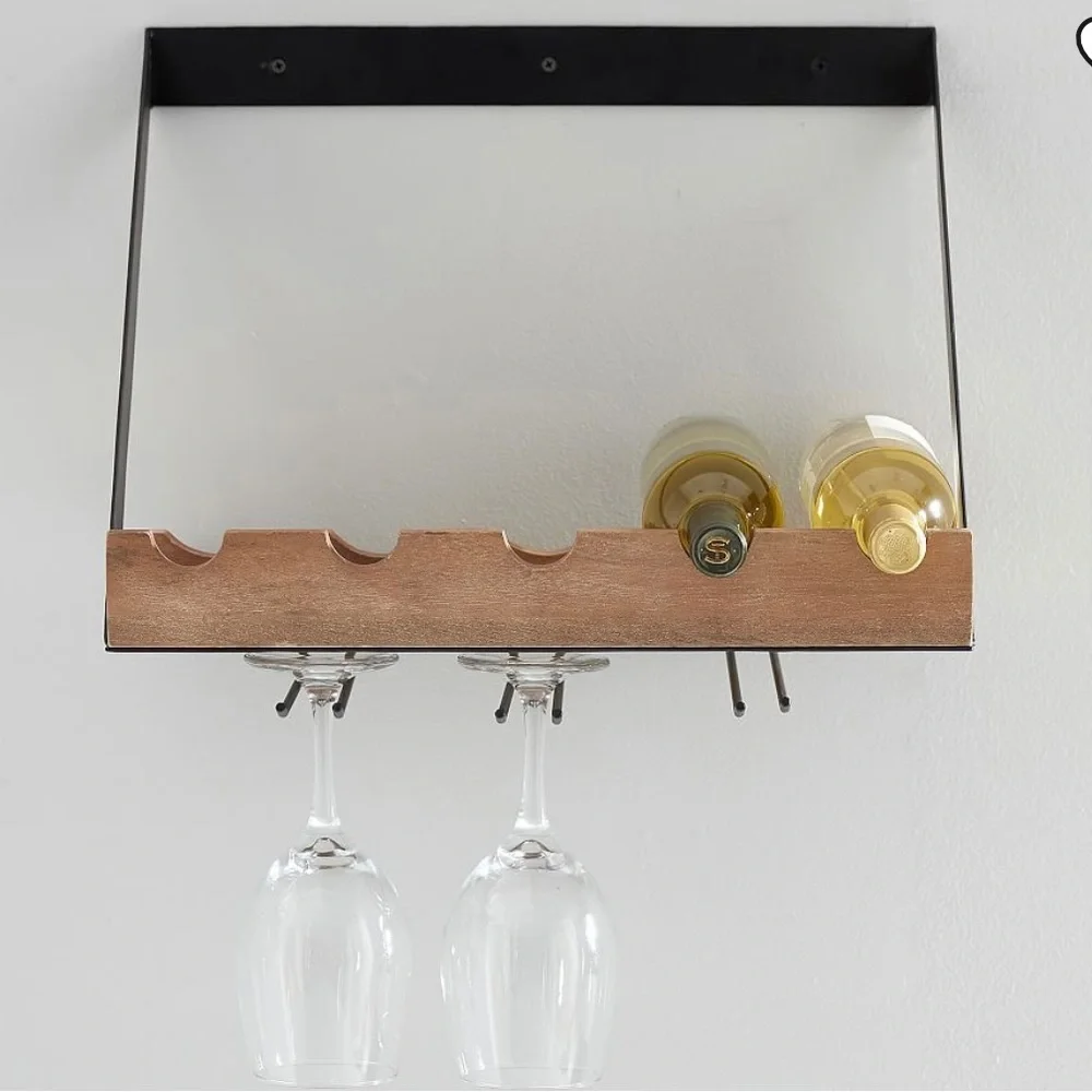 NWOT Pottery Barn Trenton Shelves - Entertaining Shelf w Wine &Glass Cutouts - Picture 1 of 6